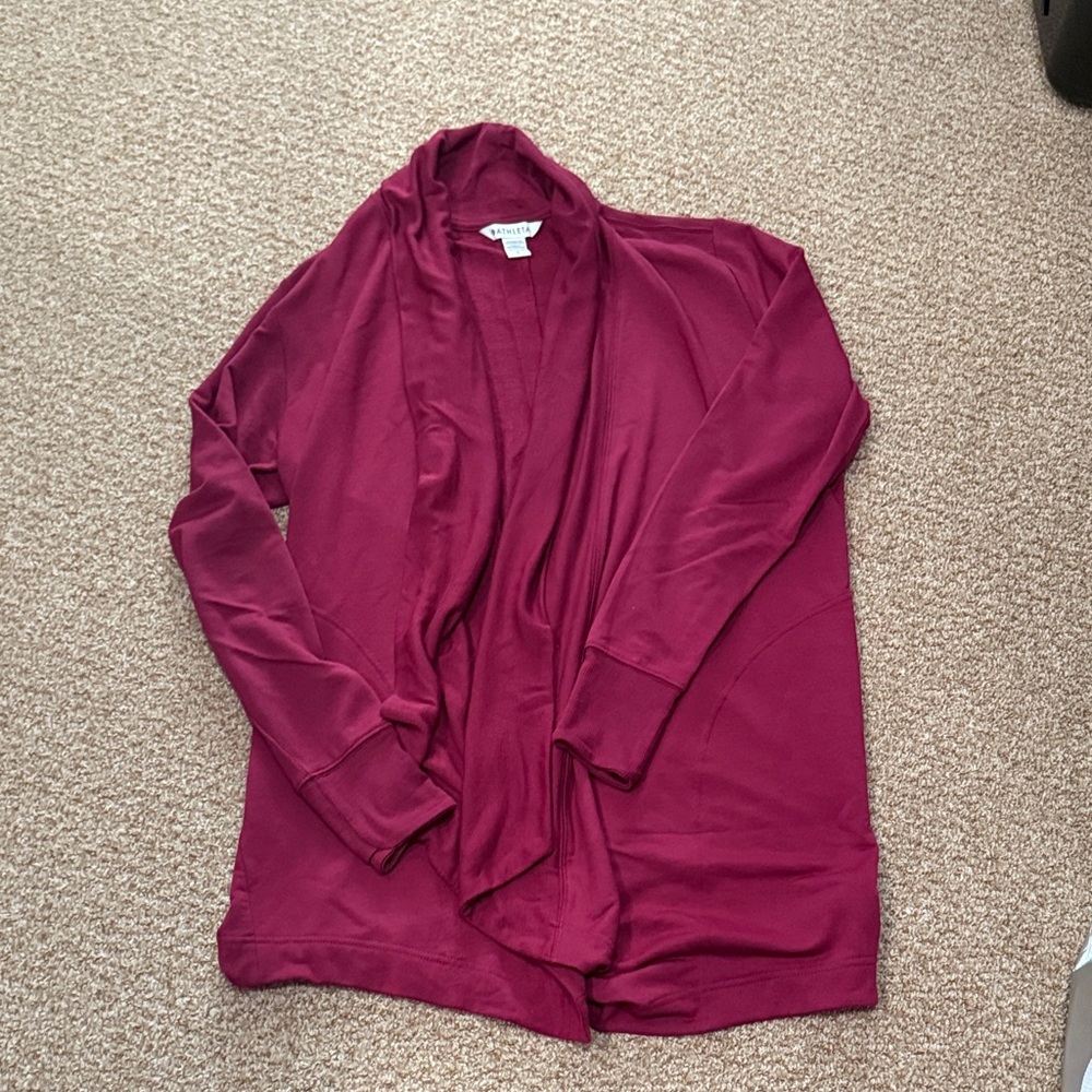 Women's Athleta Burgundy Open Front Cardigan